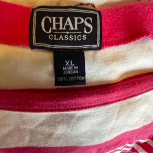Chaps square neck pink and white striped top